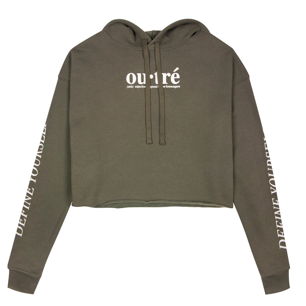 Outre Women's olive crop top hoodie 