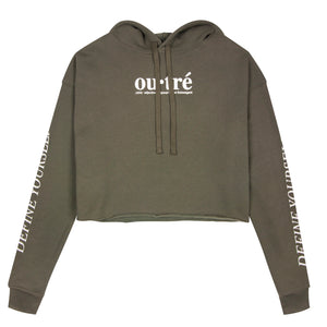 Outre Women's olive crop top hoodie 