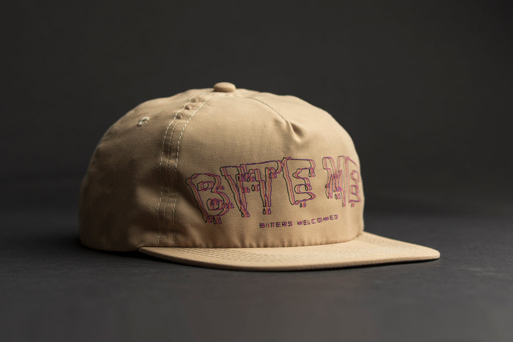 Outre bite me hat camel - unstructured 5 panel micro fiber hat