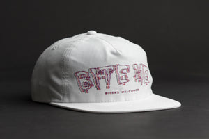 Outre bite me hat white - unstructured 5 panel micro fiber hat